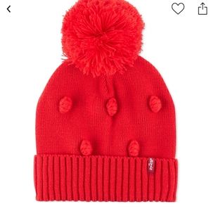 LEVI'S Red Popcorn stitch Beanie with Pom Pom NWT